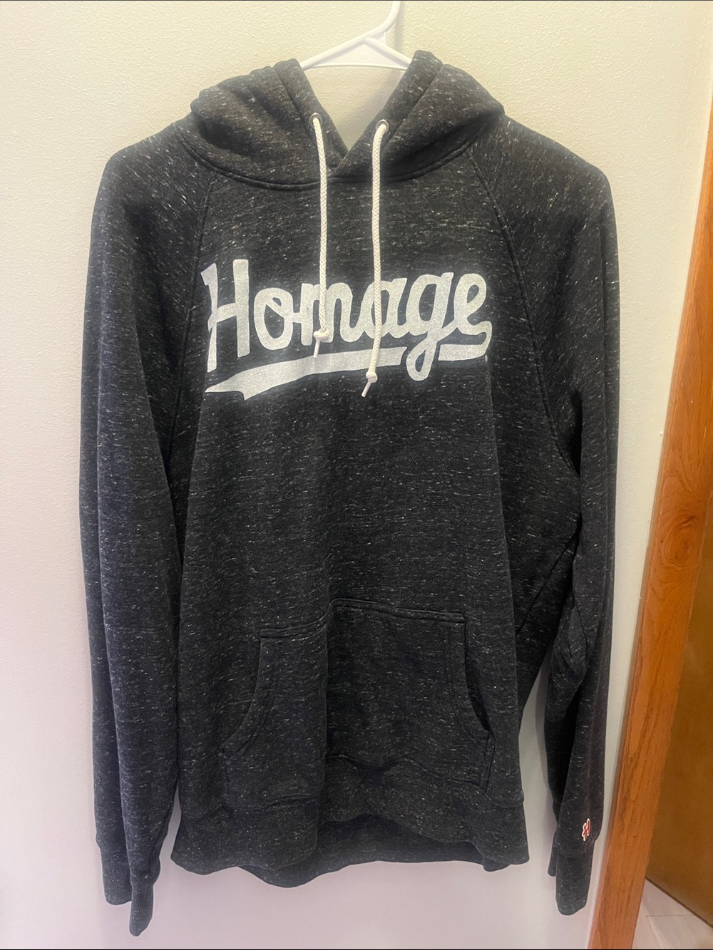 HOMAGE Black Heather Hoodie with White Logo